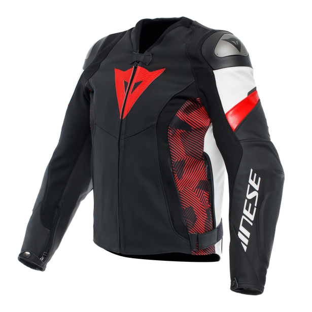 AVRO 5 LEATHER JACKET A77-BLACK/RED-LAVA/WHITE image